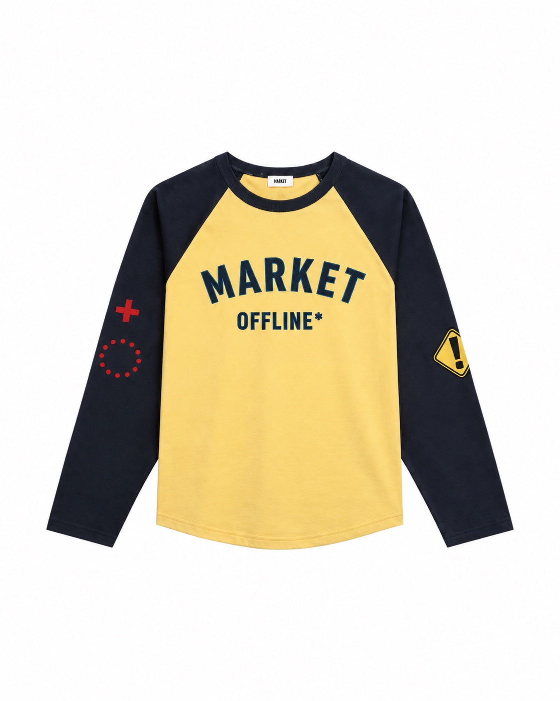 market offline long tee in yellow and navy